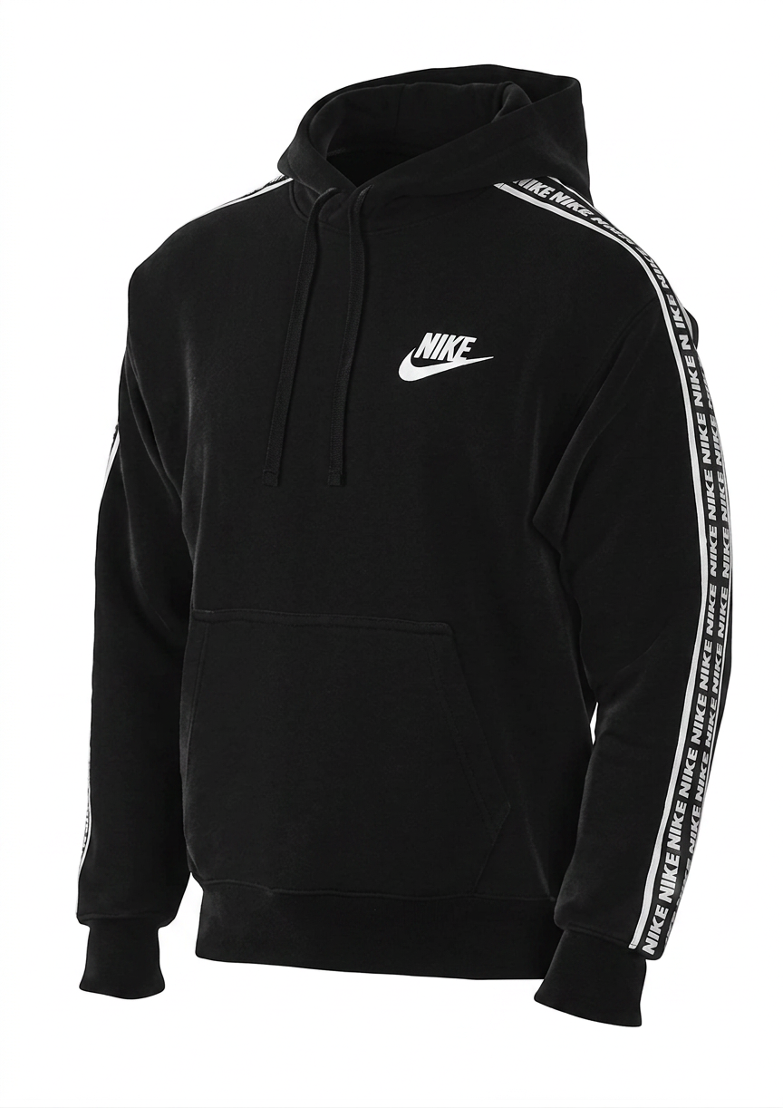 Nike Club Fleece Black Taped Hoodie