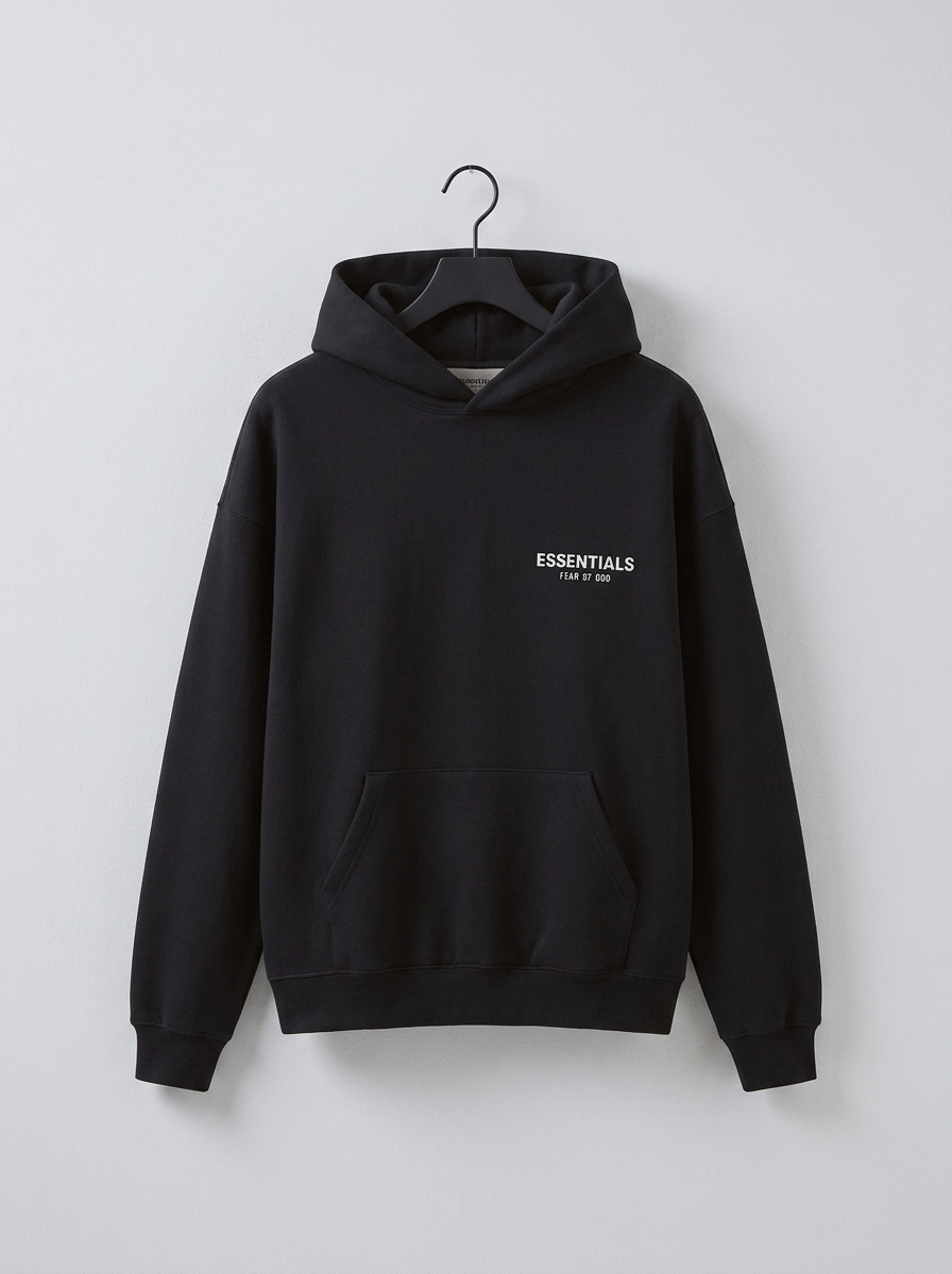 Fear of God Essentials Jet Black Hoodie